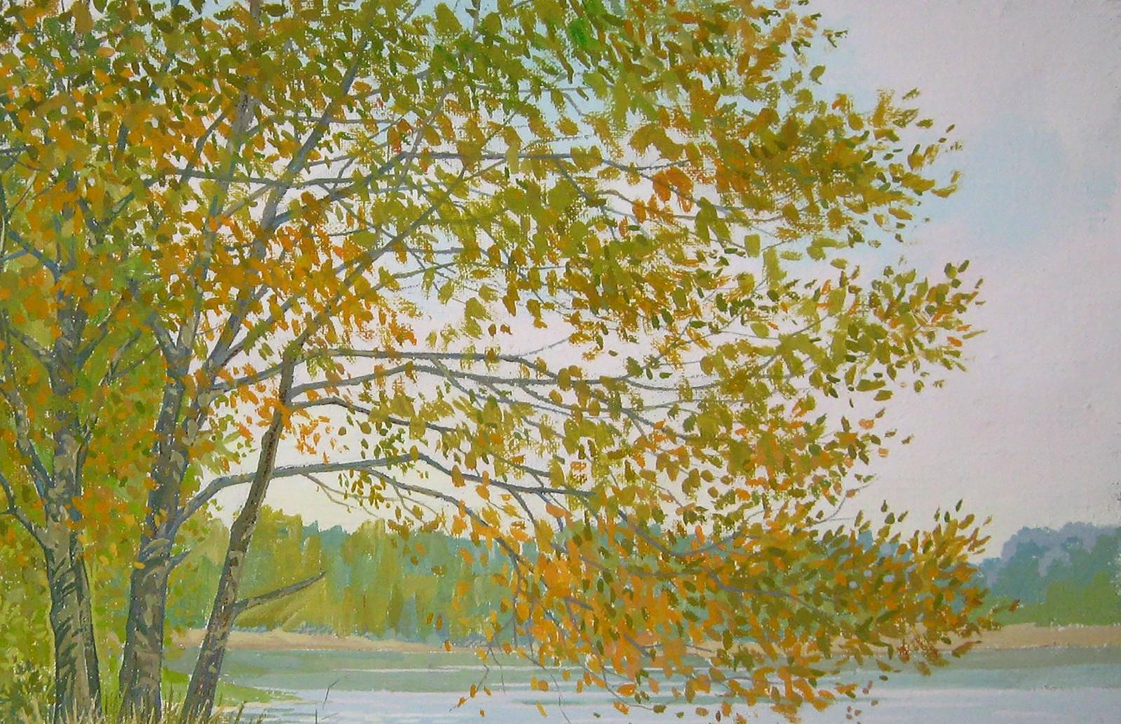 Valery Savenets' acrylic painting titled "October in Teterev Region."