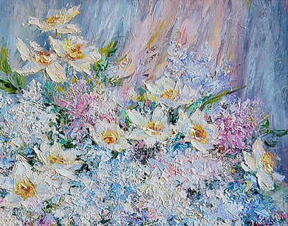 A delightful spring bouquet depicted in oil by Artim Olga