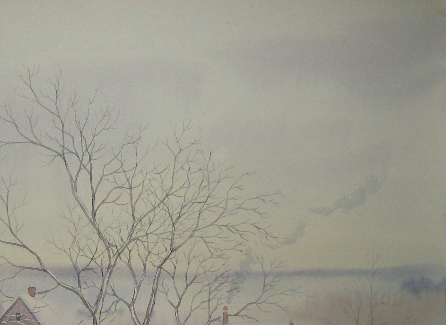 Watercolor painting In the middle of winter Savenets Valery