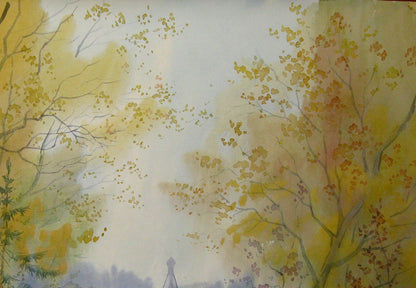 Watercolor painting October melody Savenets Valery