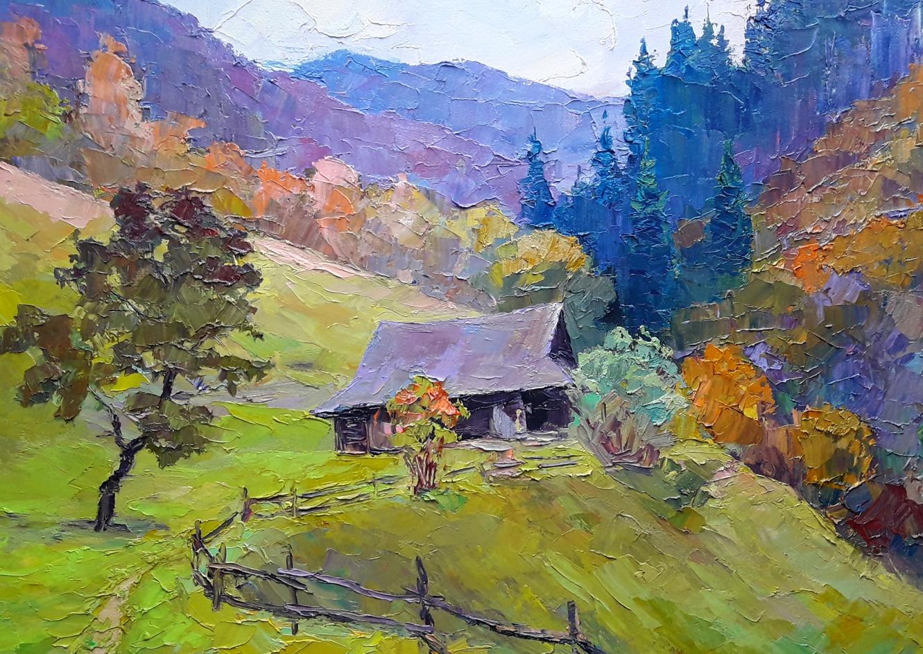 Boris Petrovich Serdyuk's oil artwork portrays the rich colors of the Carpathians