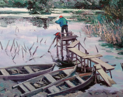 Oil painting Fisherman Alexander Nikolaevich Cherednichenko