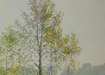 Watercolor painting October warm days Savenets Valery