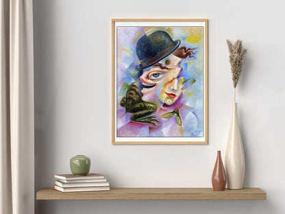 Oil painting Tiger frog in a bowler hat Sergey Voichenko