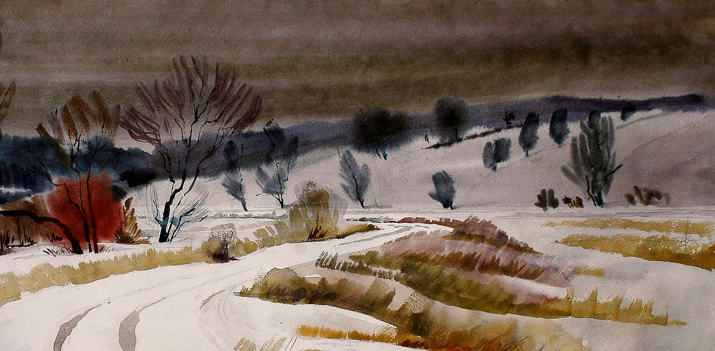 Watercolor painting Winter. Obolon Egor Shvachunov