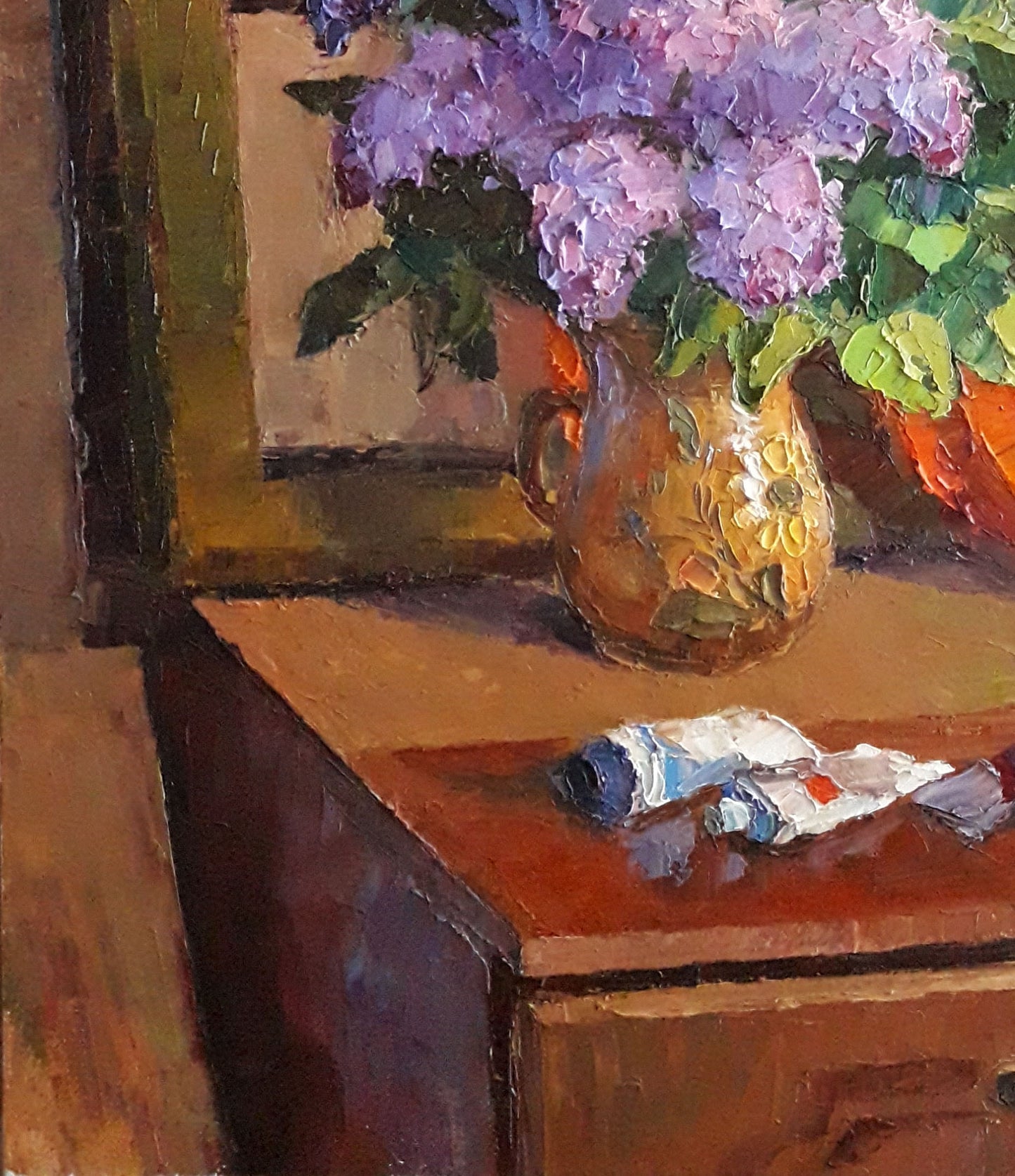 Oil painting Lilac on the bedside table Serdyuk Boris Petrovich