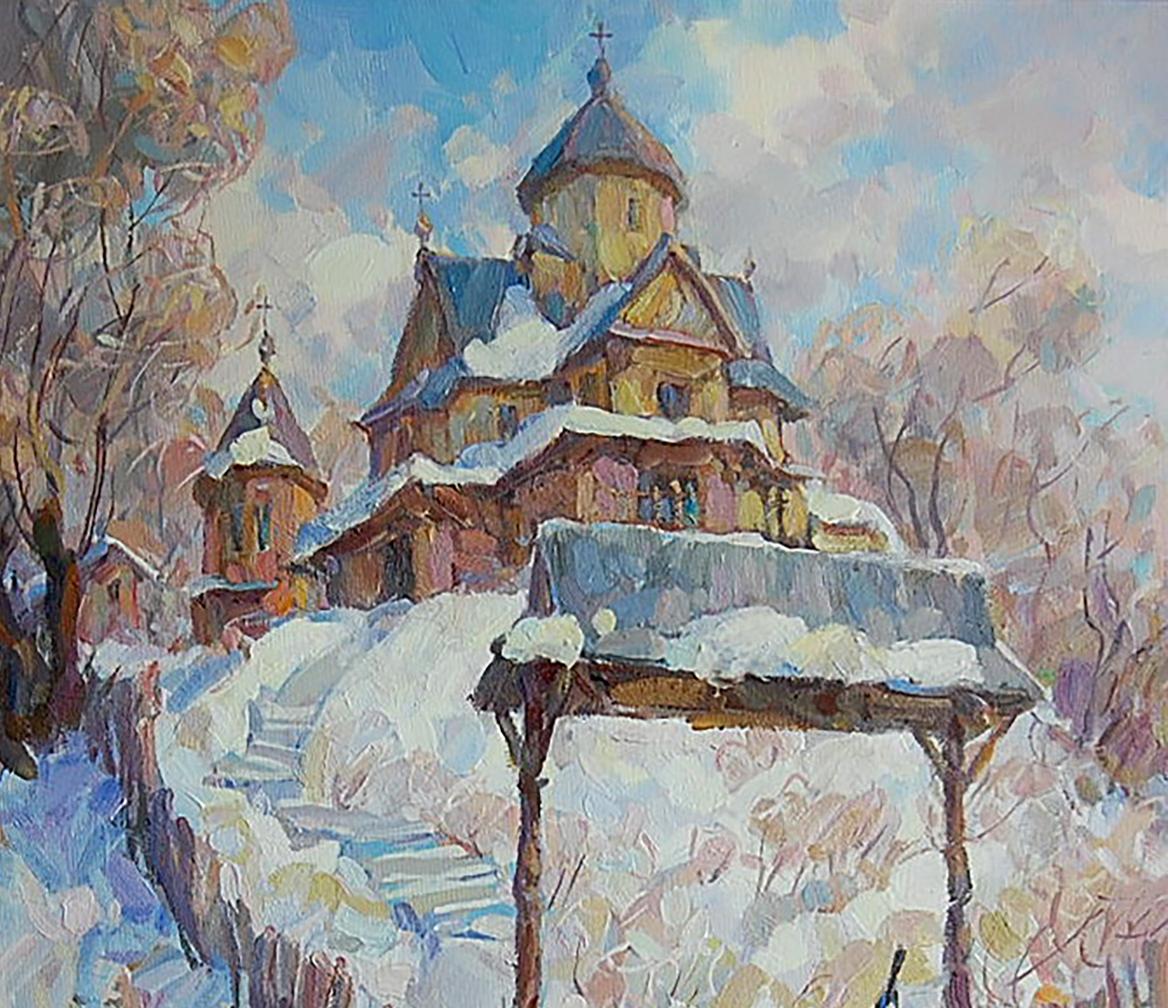 Oil painting Winter  City 