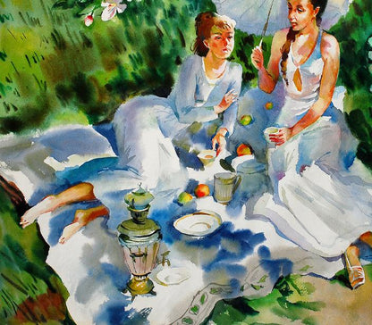 Watercolor painting Picnic Egor Shvachunov