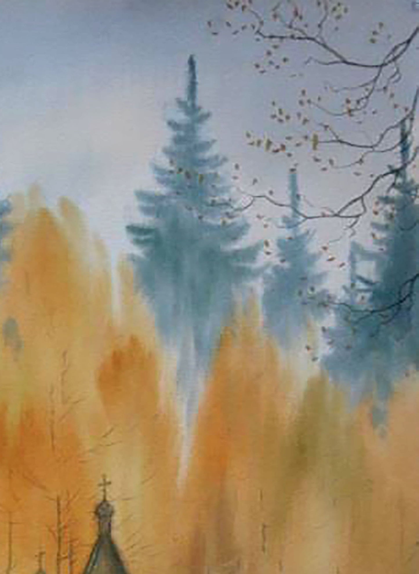 Watercolor painting Autumn in captivity Savenets Valery