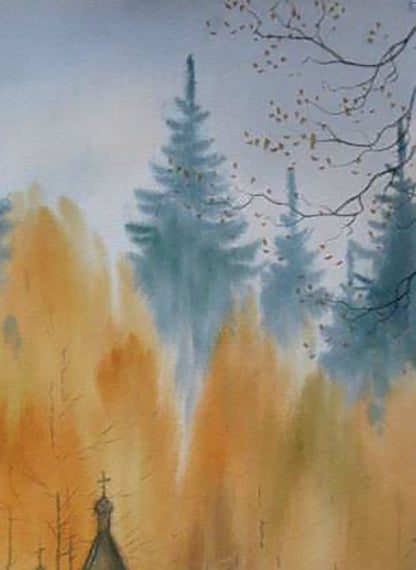 Watercolor painting Autumn in captivity Savenets Valery