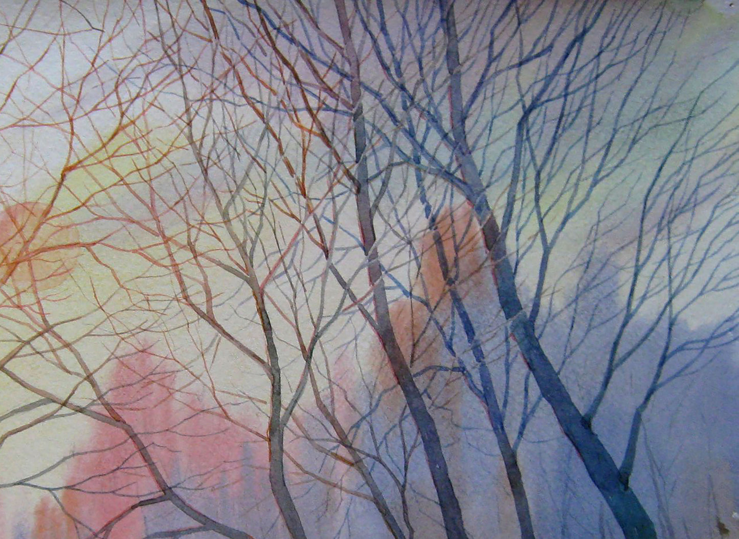 Watercolor painting Sunny winter morning Savenets Valery