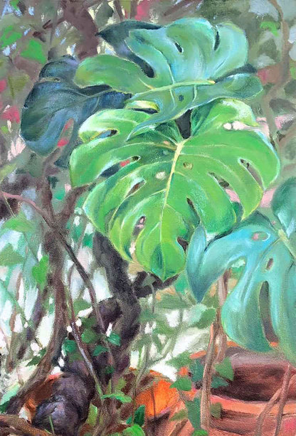 Oil painting Liana and monstera Floral Osnach Olesia