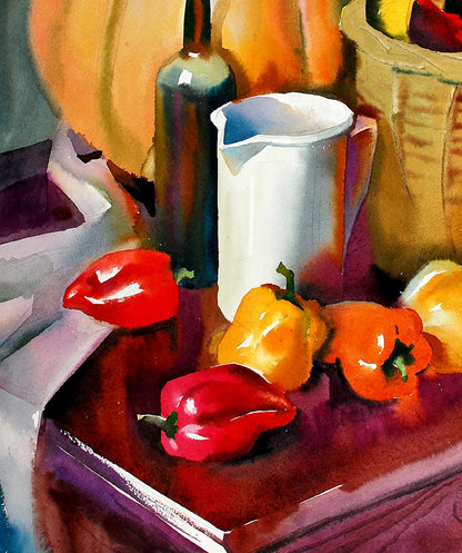 Watercolor painting Still life with pumpkin Egor Shvachunov