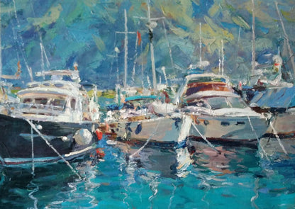 Oil painting Morning dock Alexander Nikolaevich Cherednichenko