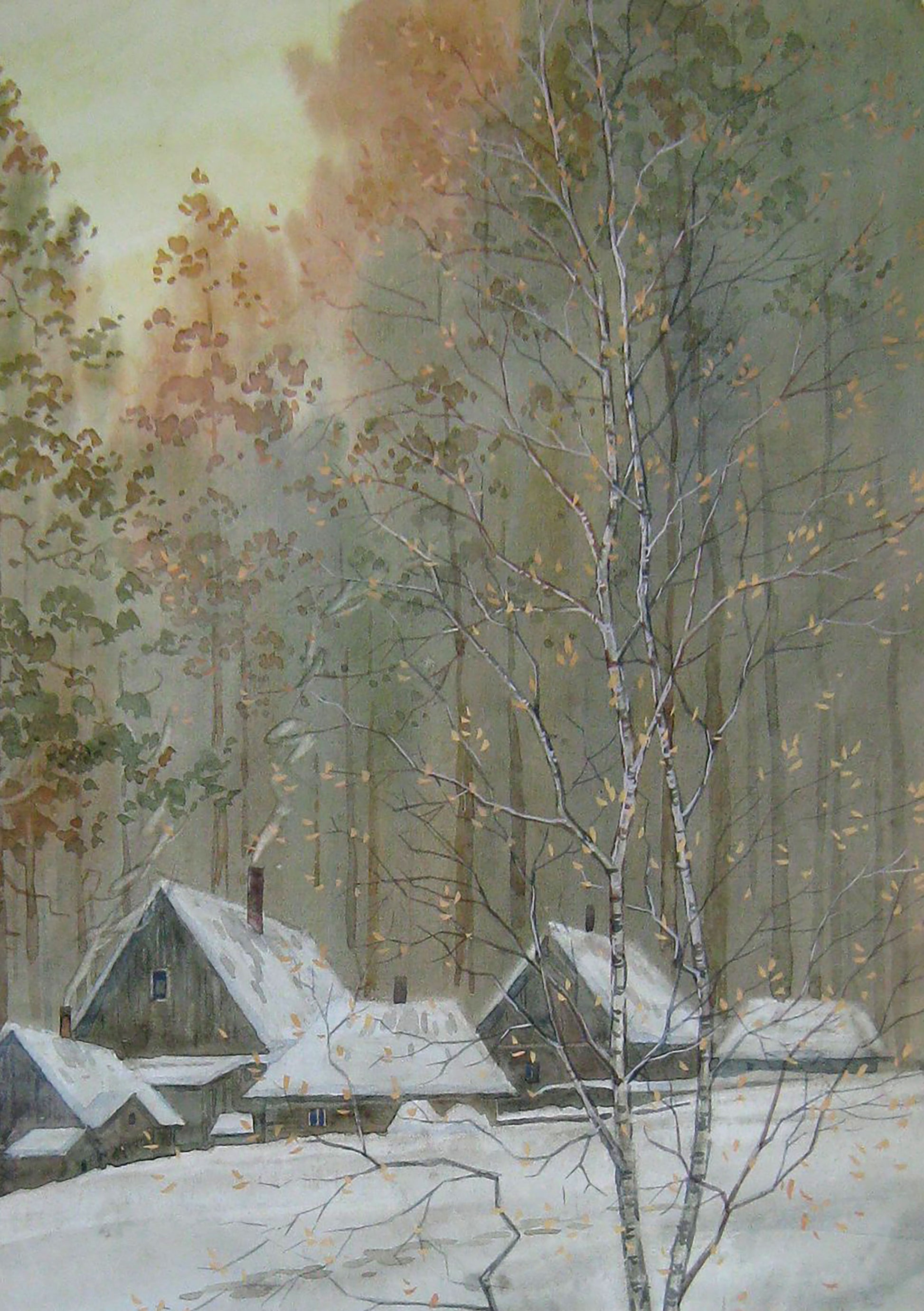 Cold February, a watercolor painting by Valery Savenets