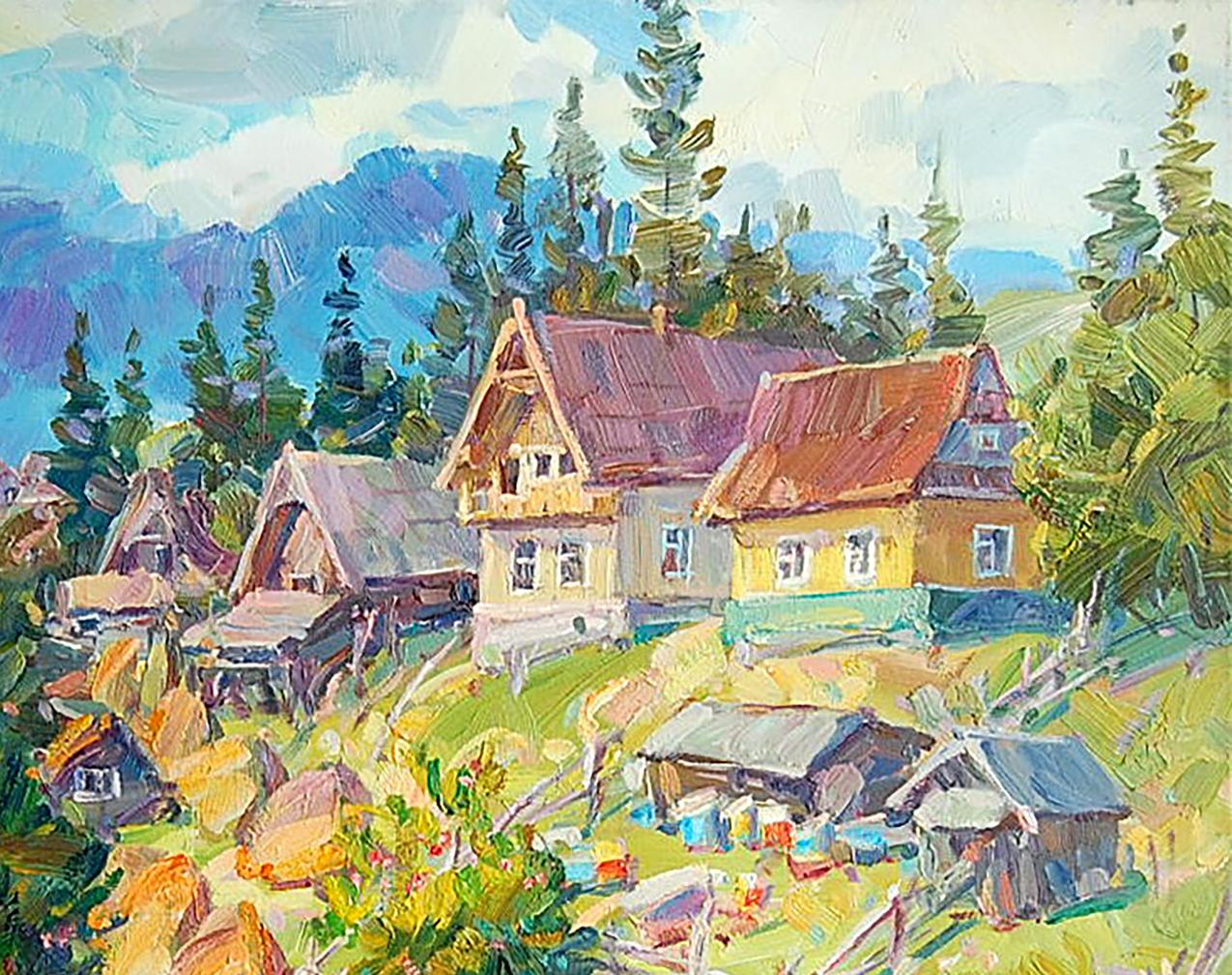 An oil artwork by Dmitry Artim, depicting an etude amidst the Carpathians
