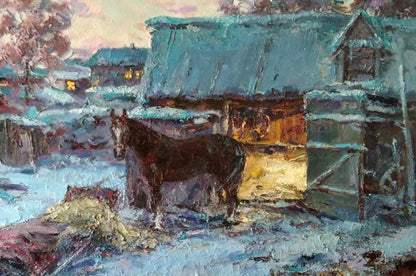 Oil painting Winter yard Alexander Nikolaevich Cherednichenko