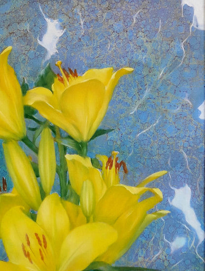 Oil painting Yellow lilies Vasily Korkishko