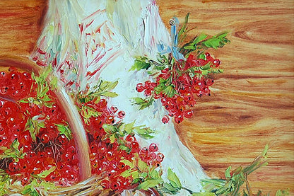 Oil painting Viburnum and mushrooms Artim Olga