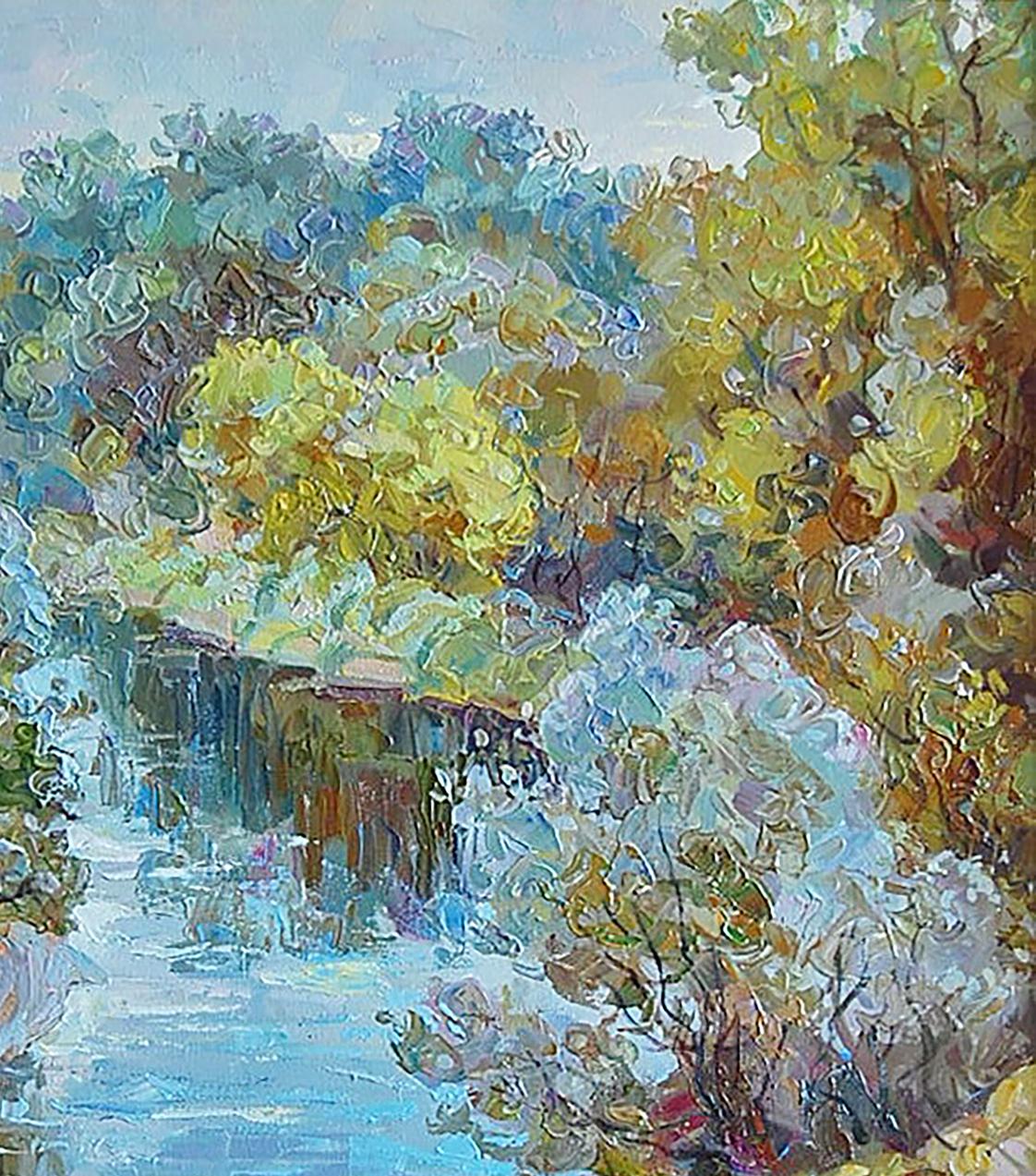Oil painting Cool morning on the river Dmitry Artim