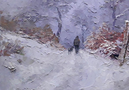 Boris Petrovich Serdyuk's oil painting, "Winter in Transcarpathia"