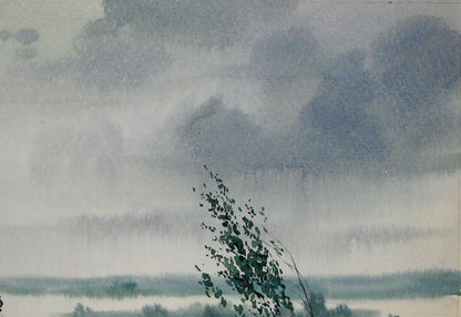 Watercolor painting Cold august Savenets Valery
