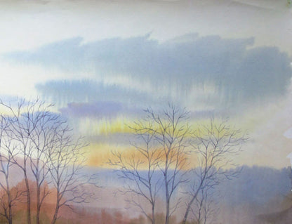 Watercolor painting March. The snow has melted Savenets Valery