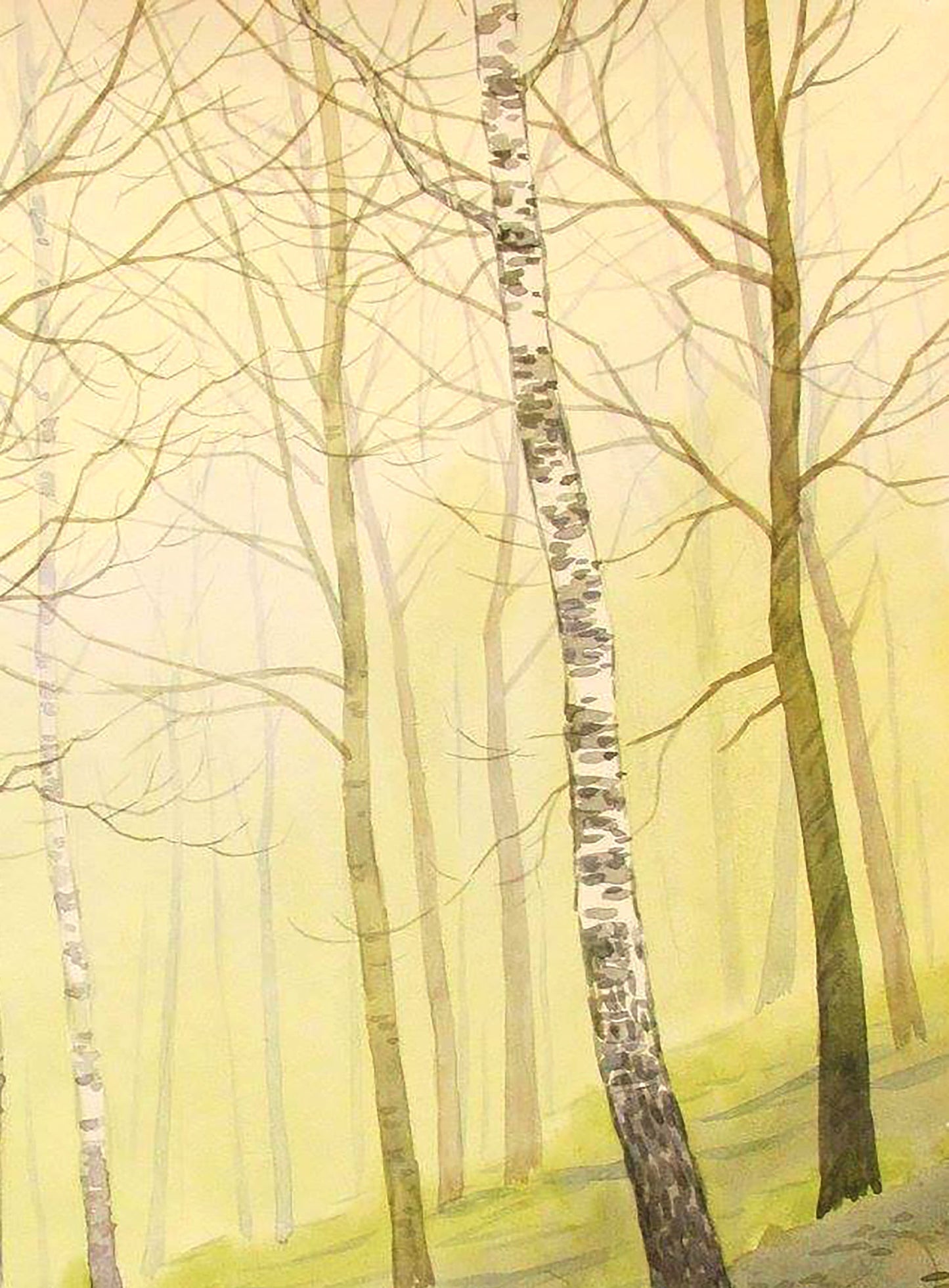 Watercolor painting April forest Valery Savenets