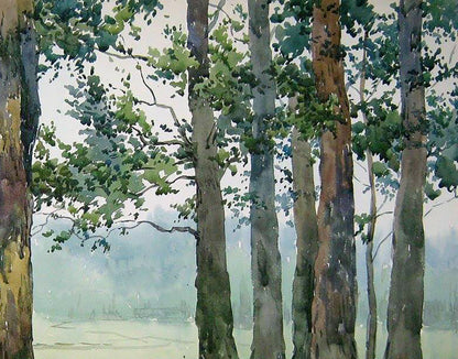 Watercolor painting Cloudy morning Savenets Valery
