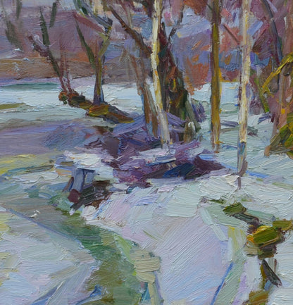 In Vyacheslav Pereta's oil painting, we see the beauty of a riverside scene