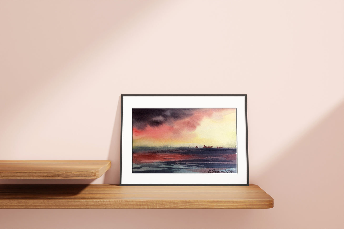 Watercolor painting Sunset in the Black Sea Svetlana Gramm