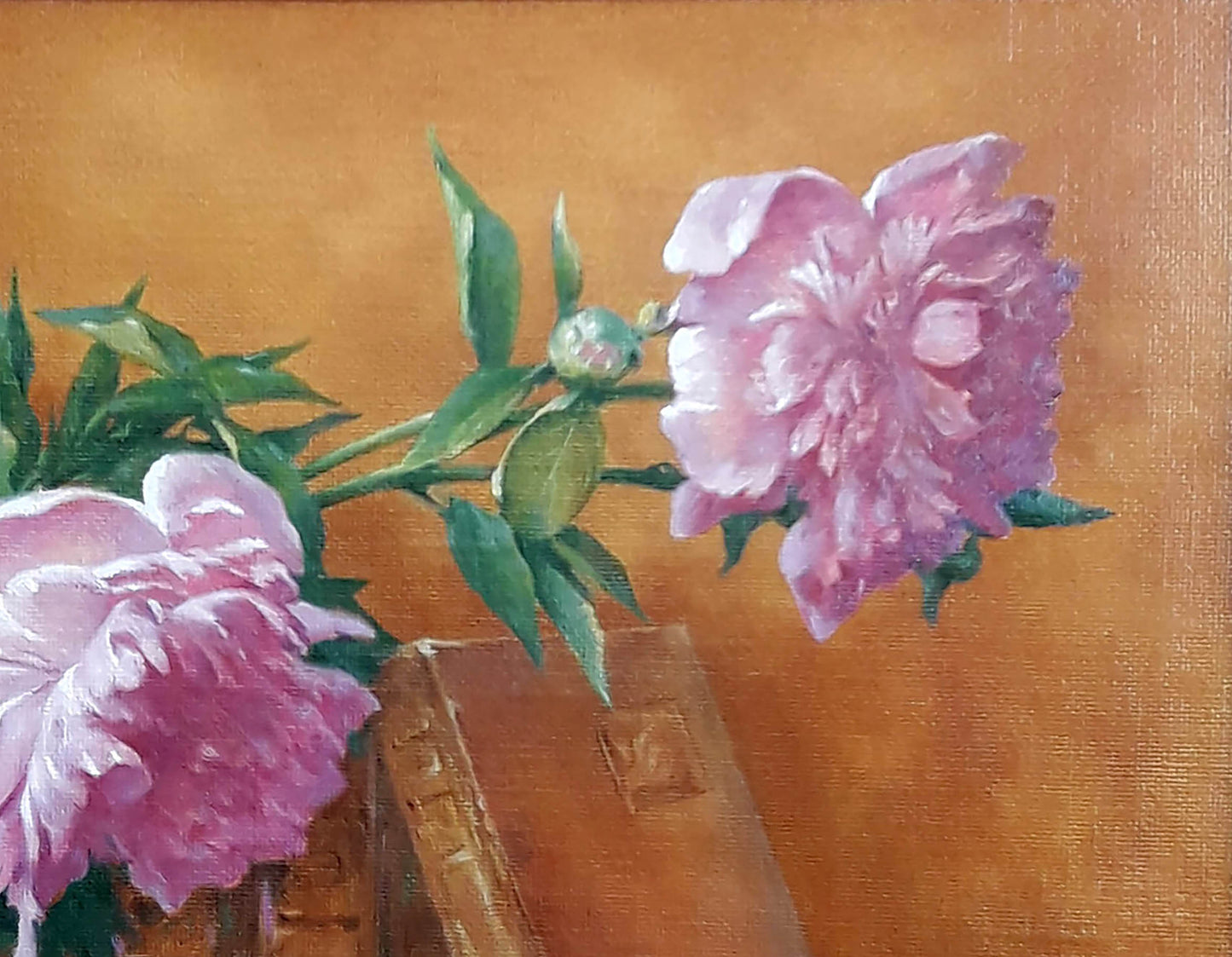 Oil painting Still life with pink peonies Vasily Korkishko