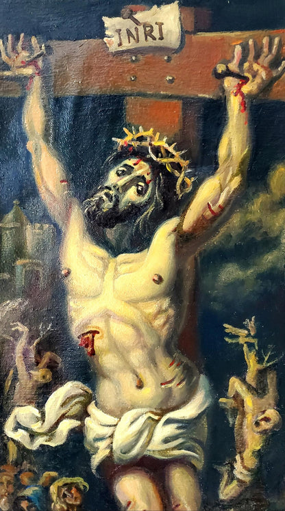 Oil painting Crucifixion and faith Daniil Litvinov