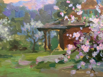 Vladimir Batrakov's oil painting "Blooming Garden in the Evening"