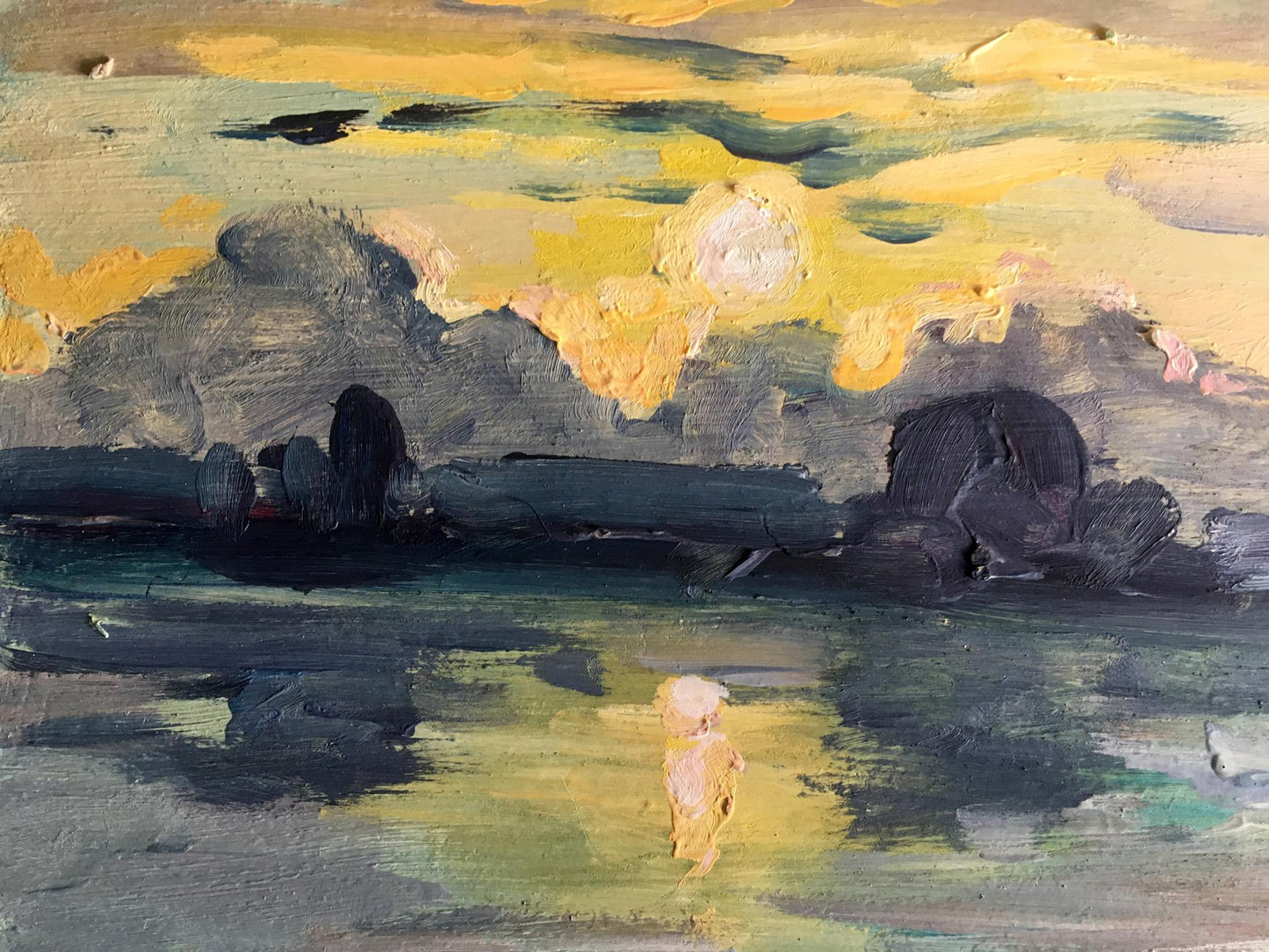 Oil painting Sunset on the river Svetlana Gramm