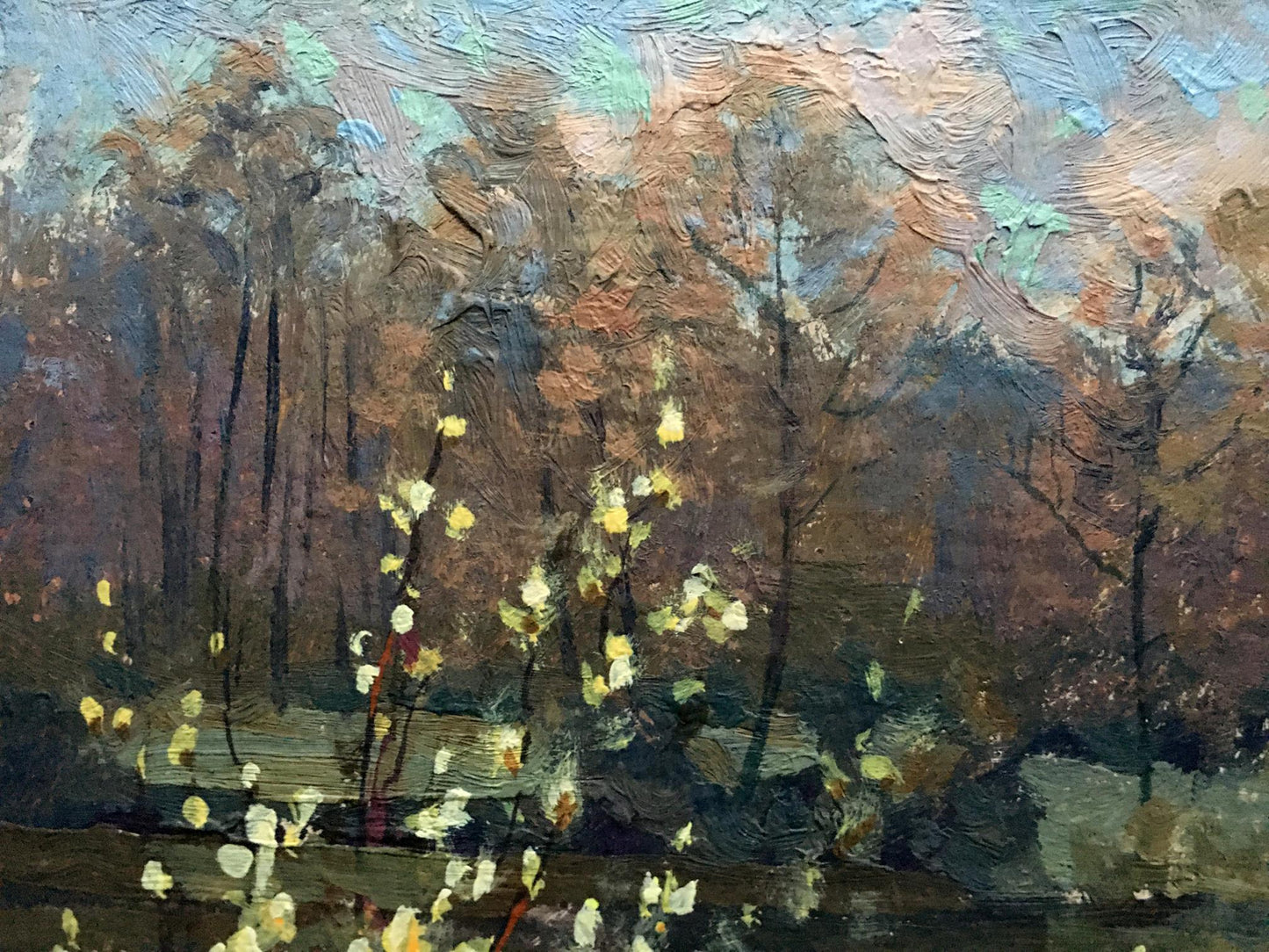 Oil painting Spring river along the forest Vladimir Batrakov