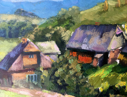 Oil painting Carpathian village Batrakov Vladimir Grigorievich