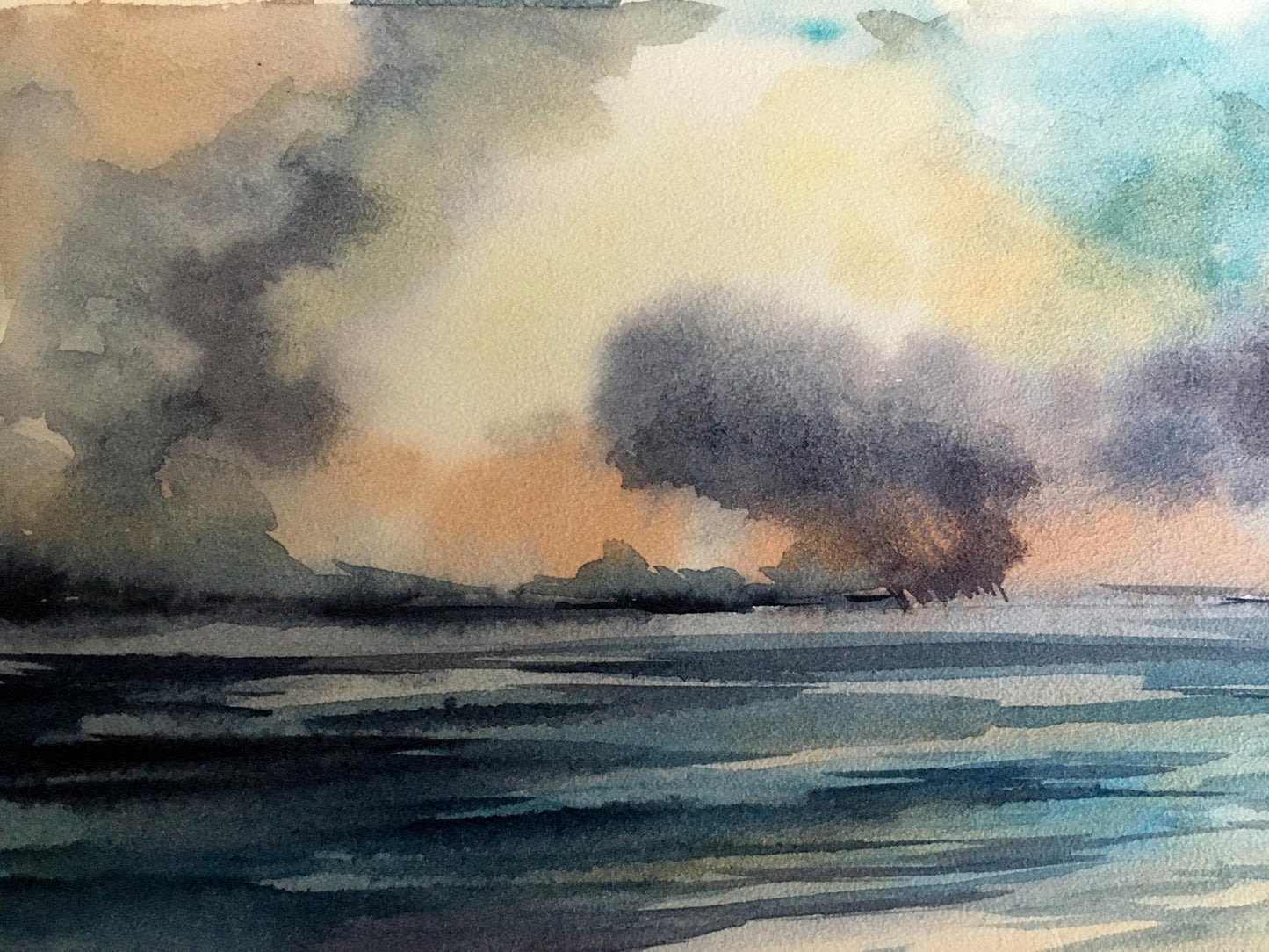 Watercolor painting Storm in the Black Sea Svetlana Gramm