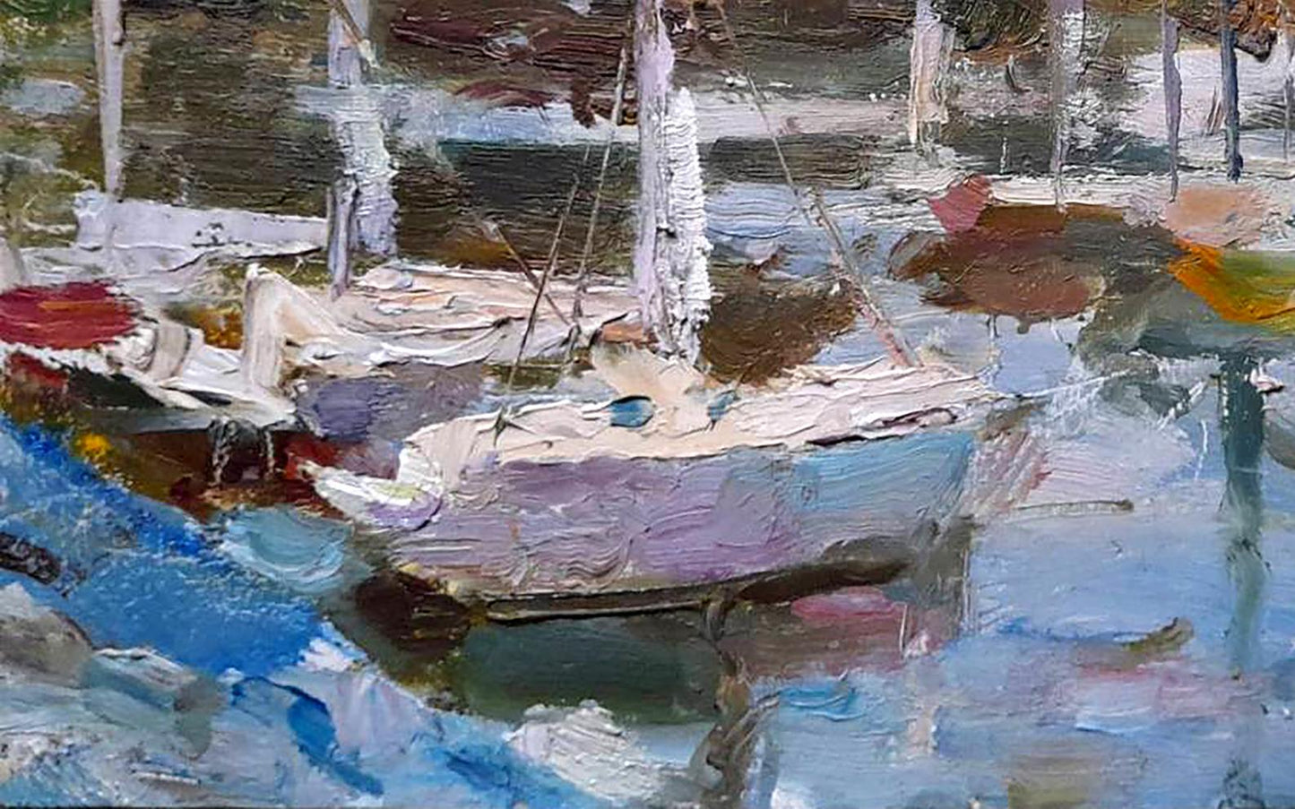 Oil painting Yacht tour on the river Ivan Kovalenko