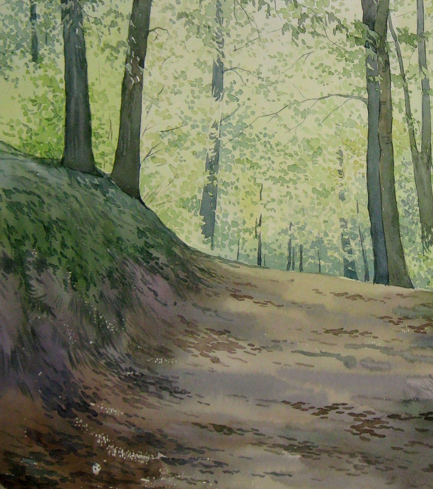 Watercolor painting Forest path Savenets Valery