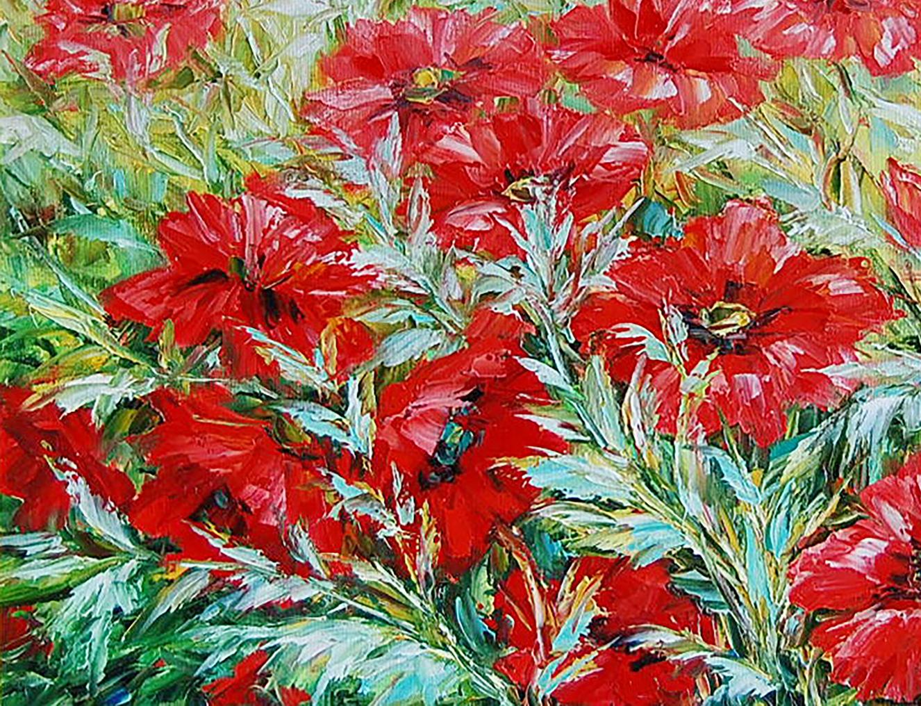 Painting Flowers Nature Landscape 