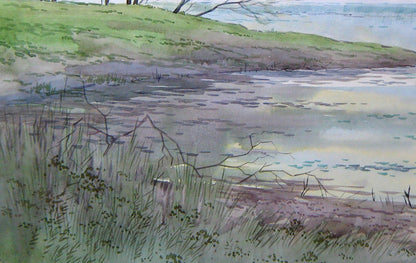 Watercolor painting Spring landscape Savenets Valery