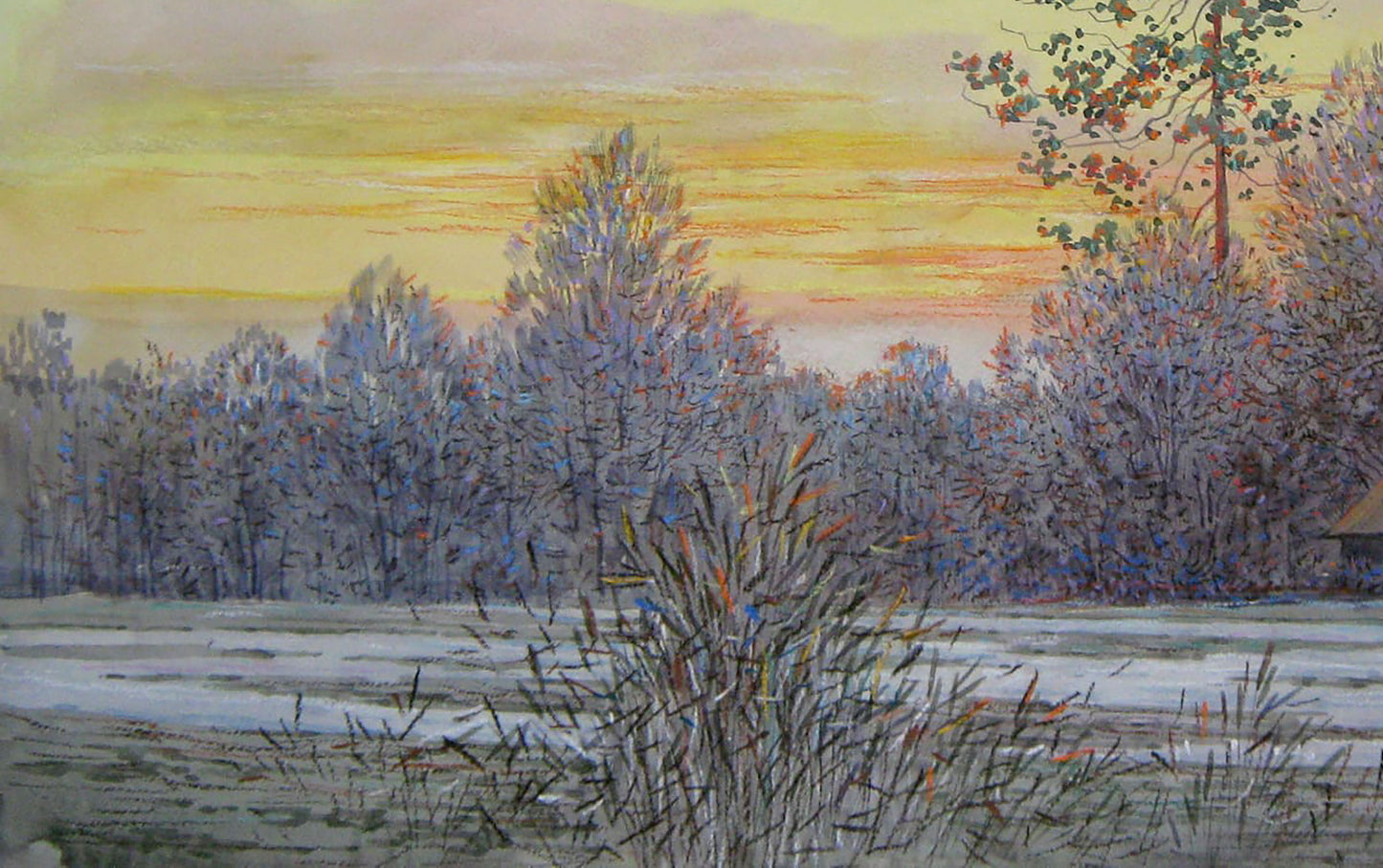 Watercolor painting March days Savenets Valery