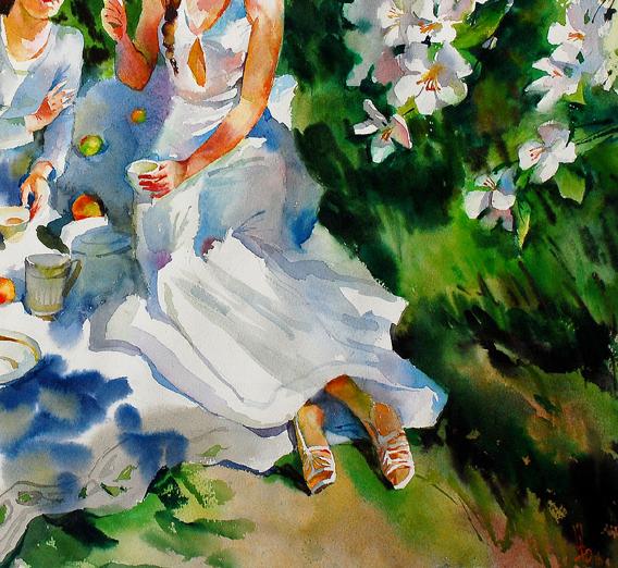 Watercolor painting Picnic Egor Shvachunov