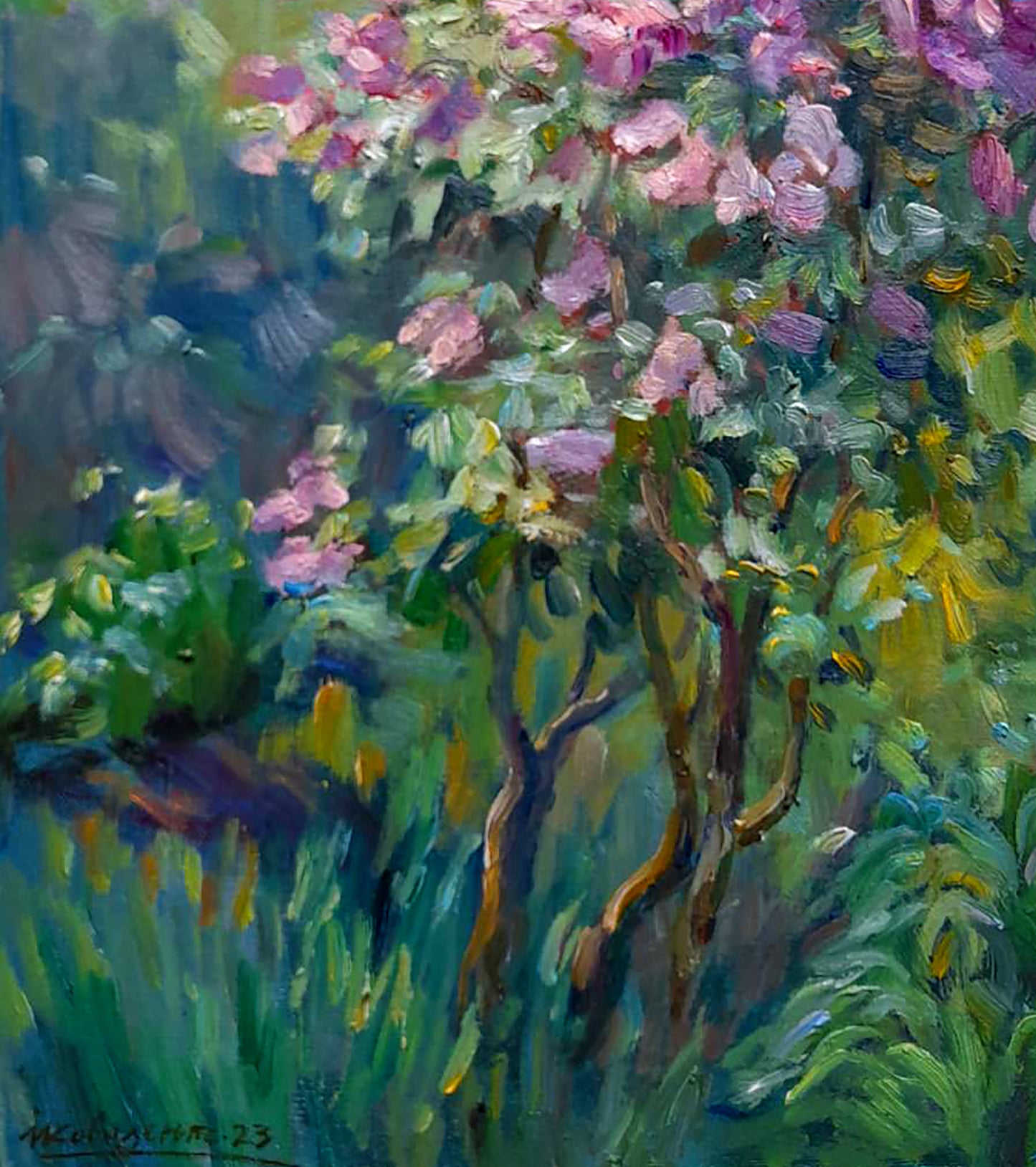 Oil painting Lilac blossoms in the garden Kovalenko Ivan Mikhailovich