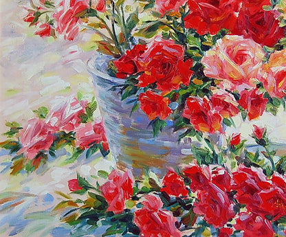 Oil painting Red roses Olga Artim