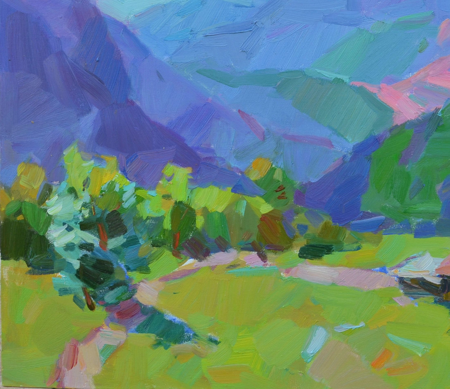 Oli painting Spring Mountain Landscape Pereta Vyacheslav