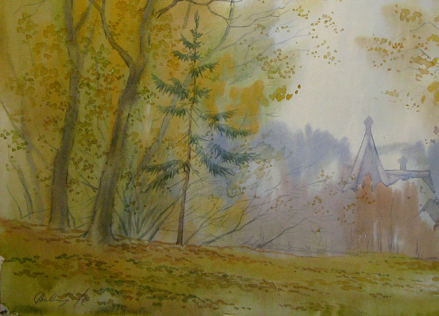 Watercolor painting October melody Savenets Valery