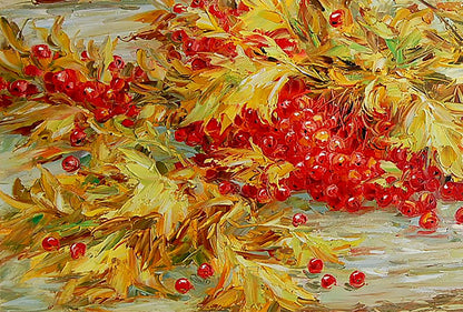 Oil painting Autumn Floral still life  