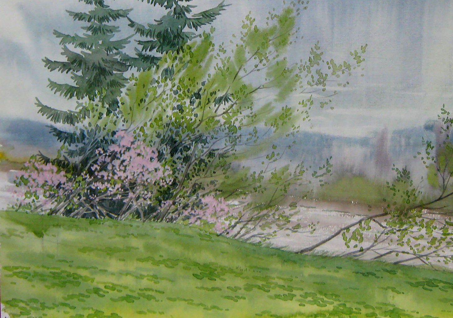 Gloomy Day by Valery Savenets, a watercolor depiction of somber weather conditions.